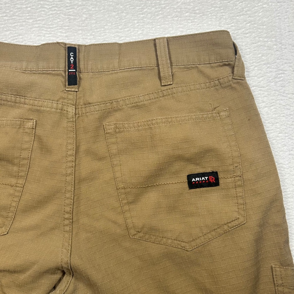 Ariat FR M4 Crossfire Pants Relaxed Straight Work Mens 32x30 Khaki Tan Ripstop - Picture 5 of 10